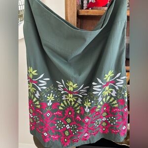 Monsoon Green A-Line Midi Skirt for Casual Resort Wear, 💯% cotton